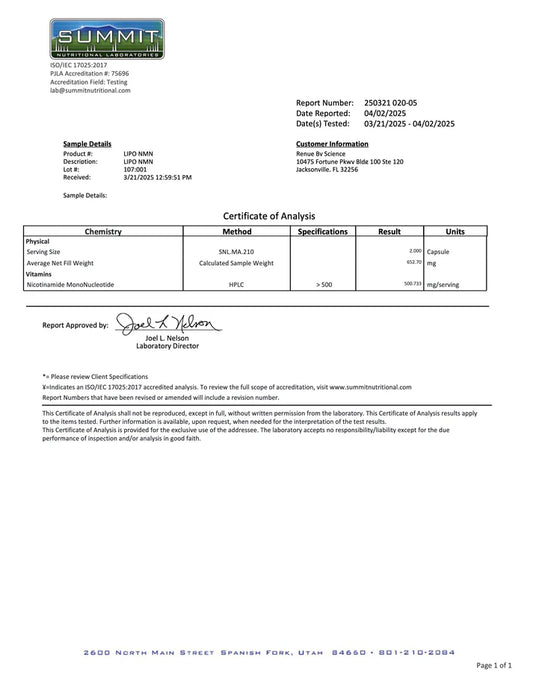 NMN (Nicotinamide Mononucleotide, Liposomal) Renue By Science