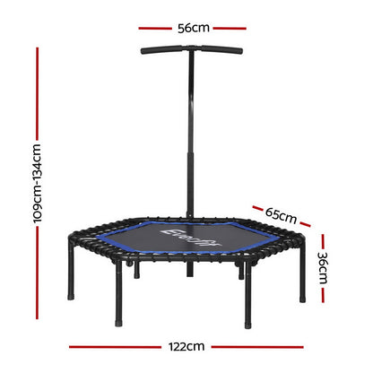 Everfit 48inch Hexagon Fitness Trampoline Rebounder Adjustable Handrail Blue