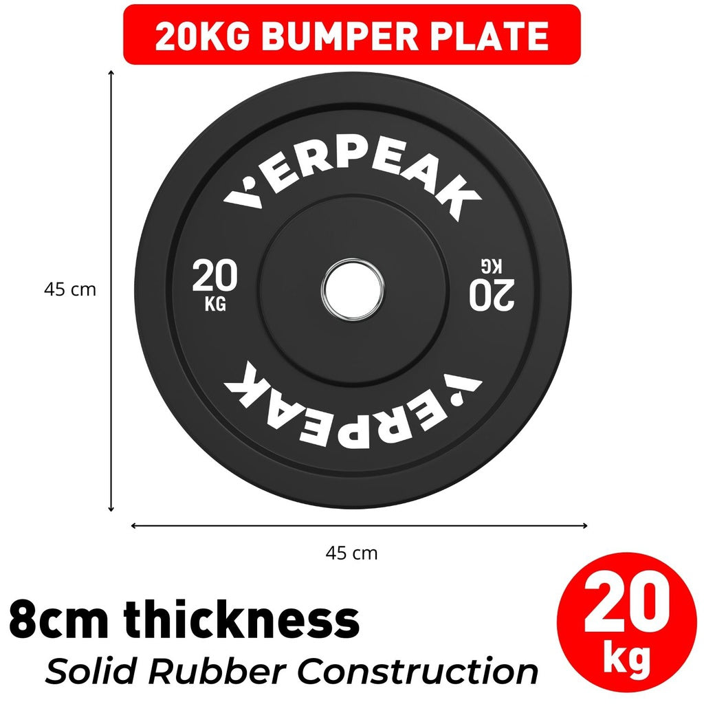 VERPEAK Black Bumper Weight Plates-Olympic (10kgx2) VP-WP-101-FP / VP-WP-101-LX