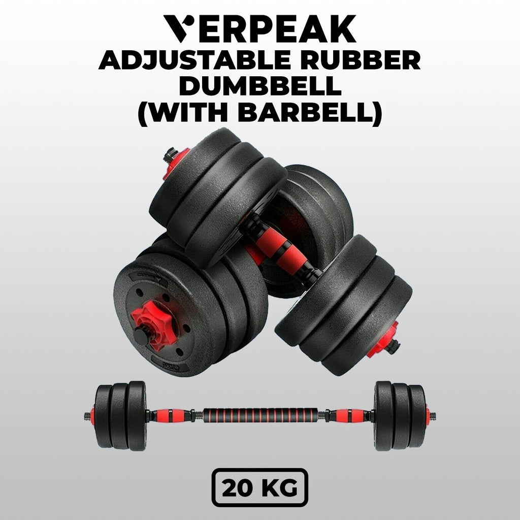 Verpeak Adjustable Rubber Dumbbells 20kg