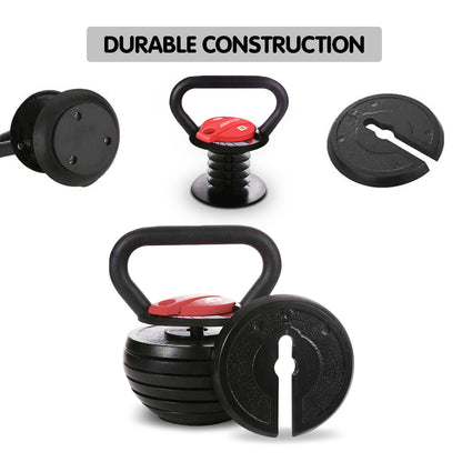 Powertrain 2x Adjustable Kettlebells Weights Dumbbell 18kg