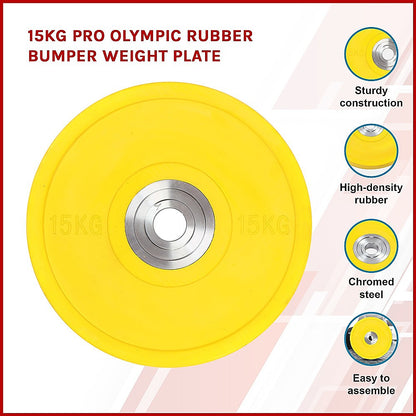 15KG PRO Olympic Rubber Bumper Weight Plate