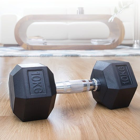 10KG Rubber Hex Dumbbell Gym Weight