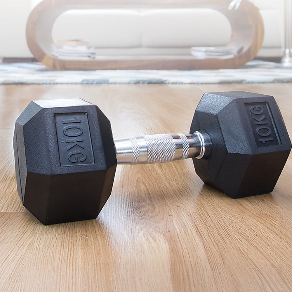 10KG Rubber Hex Dumbbell Gym Weight