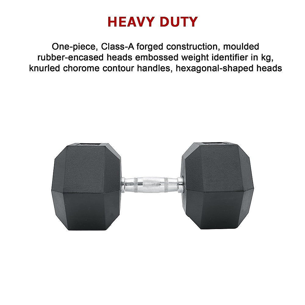 10KG Rubber Hex Dumbbell Gym Weight
