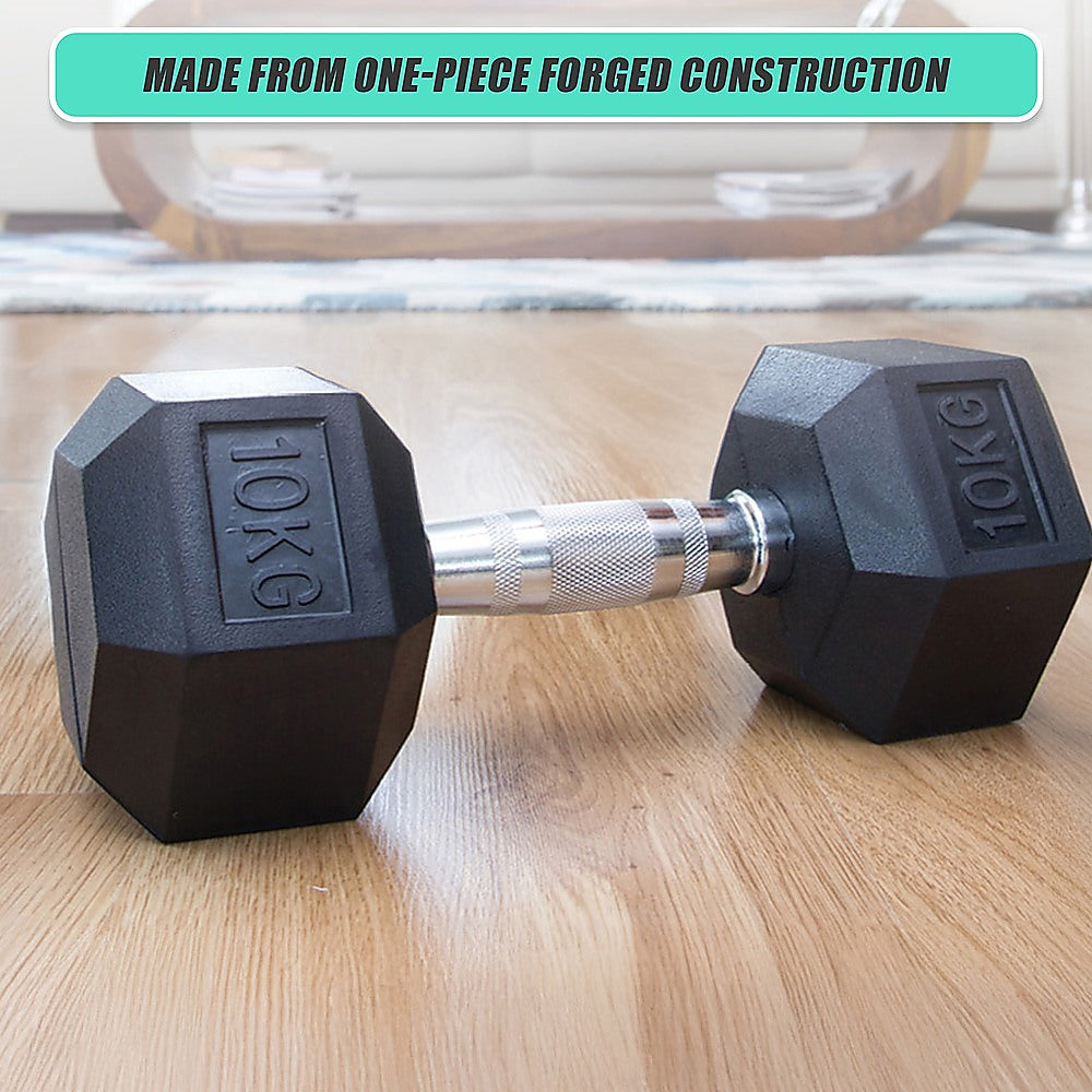 10KG Rubber Hex Dumbbell Gym Weight