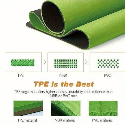 Sport TPE Yoga Mat Exercise Workout Mats Fitness Mat for Home Gym Green 6mm