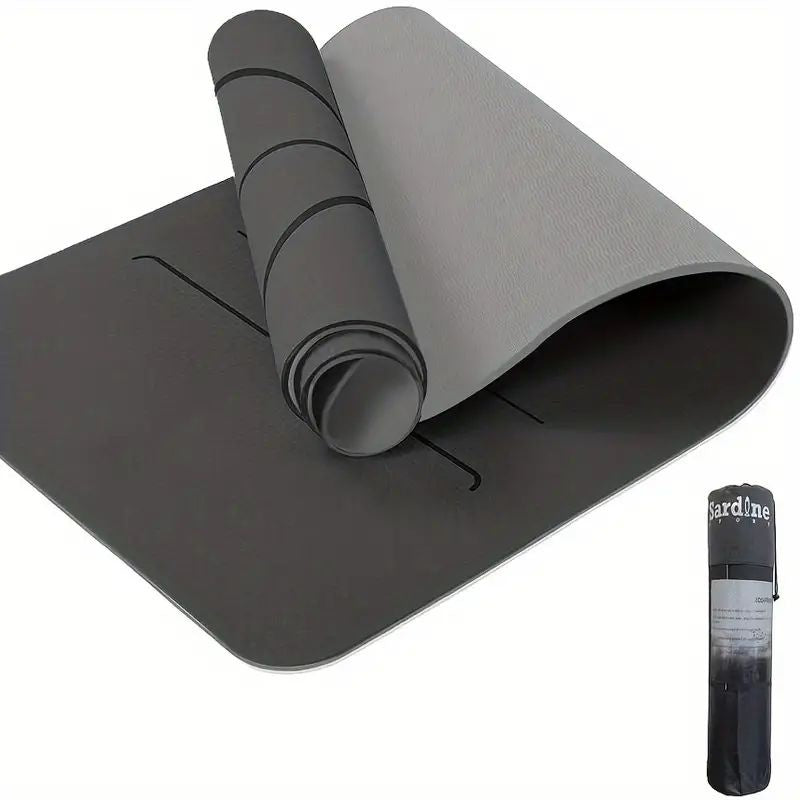 Sport TPE Yoga Mat Exercise Workout Mats Fitness Mat for Home Gym Grey 8mm