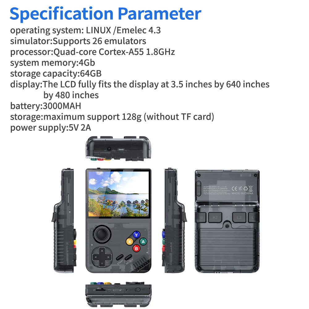 128G Grey MPOWN M19 Handheld Gaming Console - Retro Arcade & PSP Emulator, 3.5-Inch HD Screen, TV Connectivity, Portable 3D Gaming Device