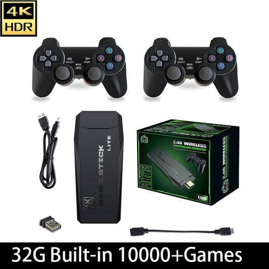 (M8 32G Built-in 10000+Games) 4K Wireless Retro HDMI Video Game Console with Dual Controllers - Supports Multiple Emulators