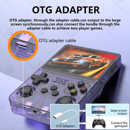 Purple Retro Portable Gaming Console with 128GB, 1 Memory Card - 3D Games, HD Display, and Dual Joysticks