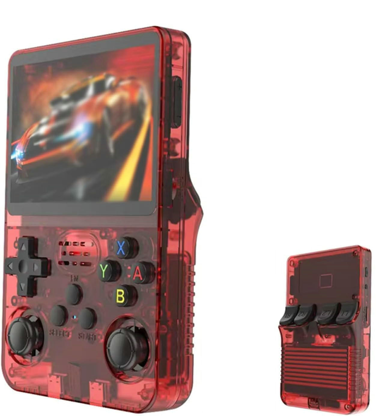 Red Retro Portable Gaming Console with 64GB, 1 Memory Card - 3D Games, HD Display, and Dual Joysticks