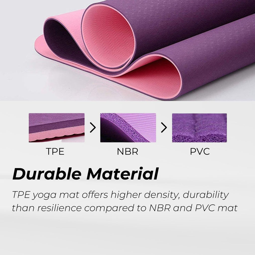 VERPEAK TPE Yoga Mat Dual Color (Lime) with Yoga Bag and Strap